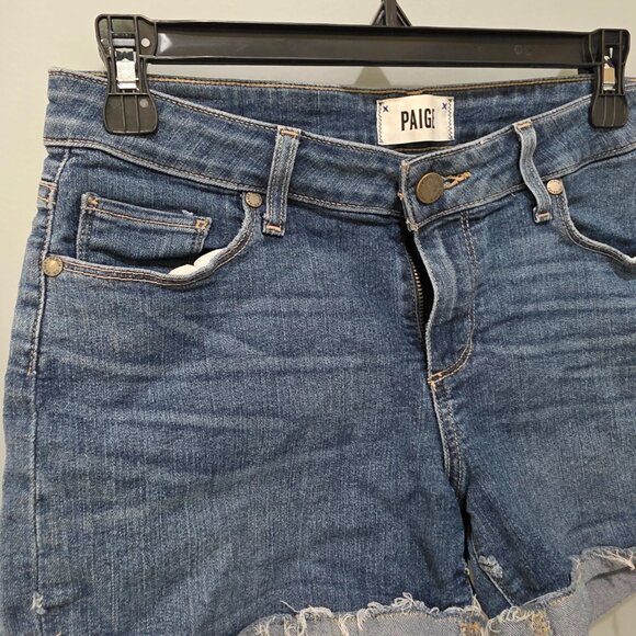 Paige Denim Cutoff Jean Shorts – Size 25, Blue, Distressed Raw Hem - Picture 5 of 6